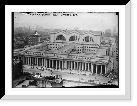 Historic Framed Print, Penn. RR Station from Bimbel's N.Y.,  17-7/8" x 21-7/8"