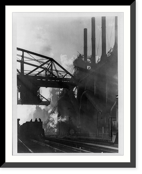 Early morning haze shrouds the blast furnaces at Carnegie-Illinois Steel's Gary Ind. Works, United States Steel Subsidiary plant, Antique Wall Art