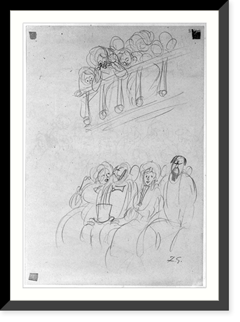 Historic Framed Print, [Sketch of spectators in gallery],  17-7/8" x 21-7/8"