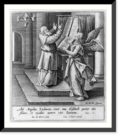 Angel announcing to Zachariah that his wife Elisabeth will bear a son, John, who will be beheaded at the whim of Salome, Historic Reproduction