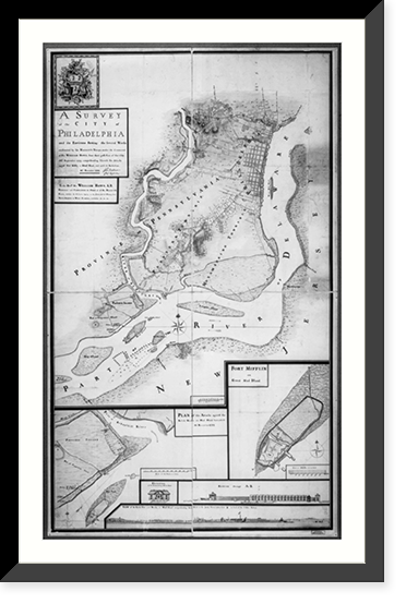 View of the Rebel fort and works, on Mud Island comprehending Red-Bank on the Jersey shore; taken from * southeast shore of Carpenter's Island in front of the 6 gun battery.surveyed & drawn by P