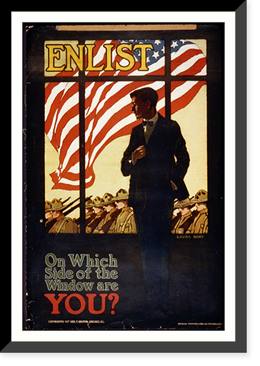 Enlist On which side of the window are you?.Laura Brey, Antique Poster