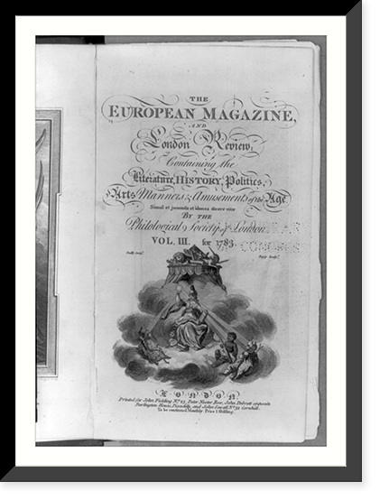 Ornament for the title page of The European magazine showing the goddess Europe shining light on three figures representing America, Africa, and Asia.Seally script. ; Bayly sculp. Classic Wall Ar