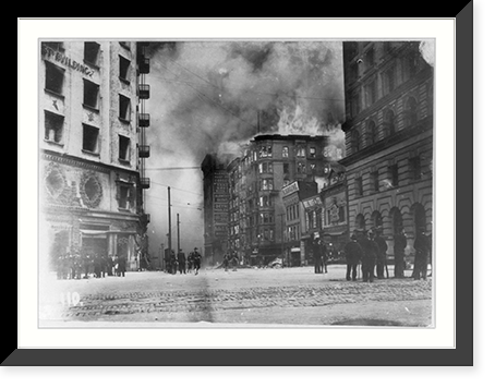 Historic Framed Print, The Winchester Hotel burning,  17-7/8" x 21-7/8"