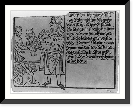A warning to usurers" - man showing open book to usurers seated around table. 15th Century?", Antique Wall Art