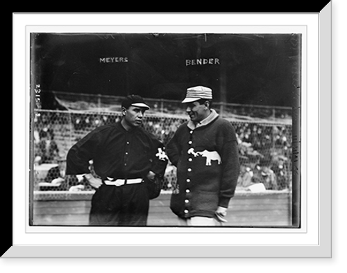 Historic Framed Print, Chief Meyers, New York, NL & Chief Bender, Philadelphia, AL at World Series (baseball),  17-7/8" x 21-7/8"