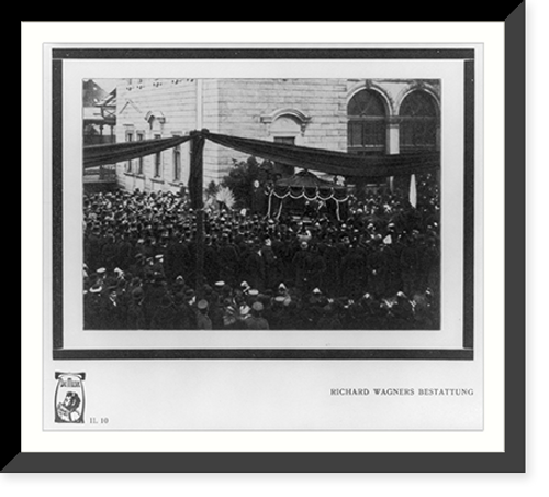 Historic Framed Print, [Richard Wagner, 1813-1883; scene at funeral; crowd around hearse],  17-7/8" x 21-7/8"