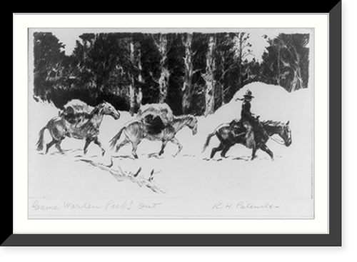 Historic Framed Print, Game warden packs out,  17-7/8" x 21-7/8"