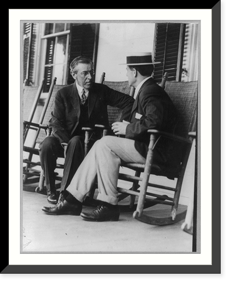 Woodrow Wilson, full, seated, talking to unid. man, on porch of home, Sea Girt, N.J. Notification Day"", Vintage Poster