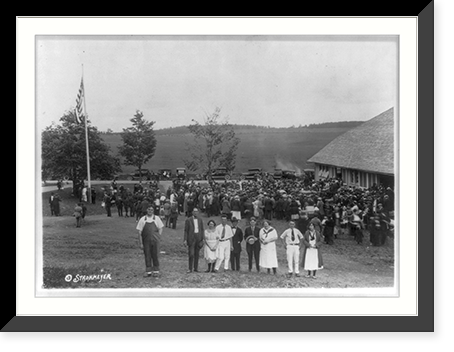 County or state fair in New England: large group outside fair building, Historic Print