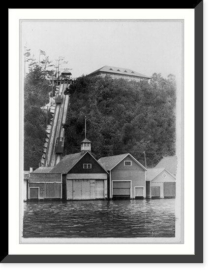 Lookout pavillion and incline railway, Macatawa, Michigan, Vintage Print