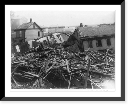 Pa. - Johnstown - wreckage after flood, 5/31/'89: looking south from Main St." ruins of M.J. Kennedy Coal Co." Classic, Historic Reproduction
