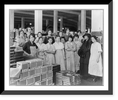 Wooden box industry - female workers posing with Mrs. Graham, Antique Wall Art