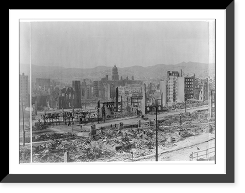 Historic Framed Print, [Cal. - San Francisco - 4 part panorama of devastated city, looking south from Nob Hill, after earthquake and fire of 1906] - 3,  17-7/8" x 21-7/8"