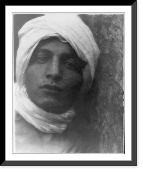 Historic Framed Print, [Youth in Middle-Eastern costume with turban with turban],  17-7/8" x 21-7/8"