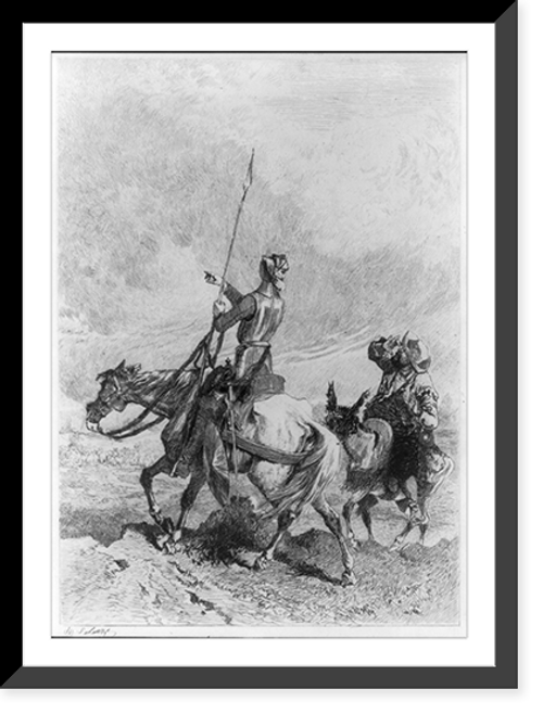 Historic Framed Print, [Illustration for Cervantes, Don Quixote: Don and Sancho riding],  17-7/8" x 21-7/8"