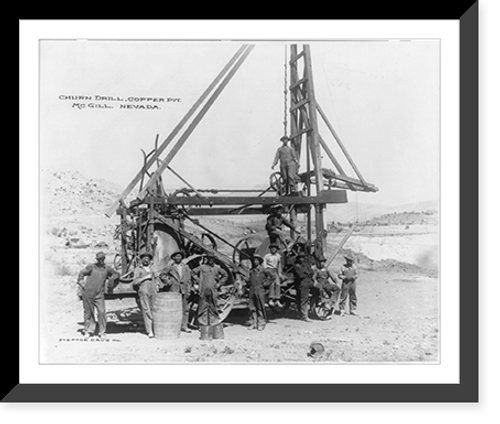 Historic Framed Print, [Churn drill, copper pit, McGill, Nevada],  17-7/8" x 21-7/8"