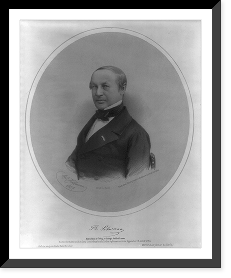 Historic Framed Print, [Theodor Schwann, 1810-1882, head and shoulders, facing left],  17-7/8" x 21-7/8"