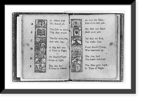 McGuffey's Eclectic Primer (Cincinnati, 1849), page from above, with illus. from A to M, Vintage Wall Art