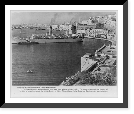 View of the Grand Harbour and the British naval base, Malta, Vintage Poster