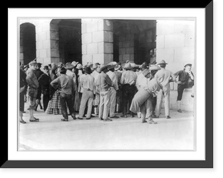 U.S. Navy in action at Vera Cruz, Mexico, 1914: crowd at building entrance Classic, Historic Reproduction