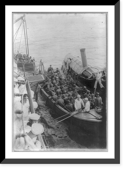 U.S. Navy in action at Vera Cruz, Mexico, 1914: landing craft leaving USS MICHIGAN, Vintage Wall Art