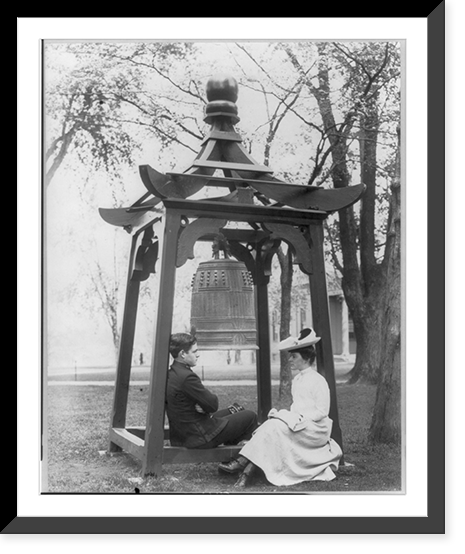 U.S. Naval Academy, Annapolis, Md. 1902?: midshipman and girl sitting beneath bell, Antique Poster