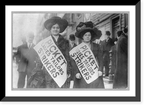 Historic Framed Print, Strikes, ladies tailors, N.Y., Feb. 1910, picket girls on duty,  17-7/8" x 21-7/8"