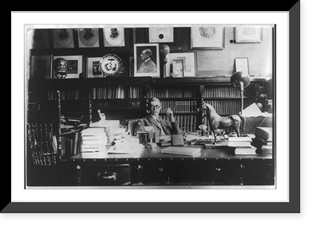 George Harvey, 1864-1928, head and shoulders, facing front, seated at desk, Vintage Poster