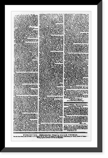 The Massachusetts Spy, or, American Oracle of Liberty. Worcester, Wednesday, May 3, 1775 - 4, Vintage Wall Art