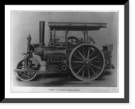 Heavy machinery for road construction: 10-ton D.C. Buffalo Steam Roller, Antique Poster
