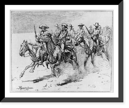 Historic Framed Print, [Mounted men],  17-7/8" x 21-7/8"