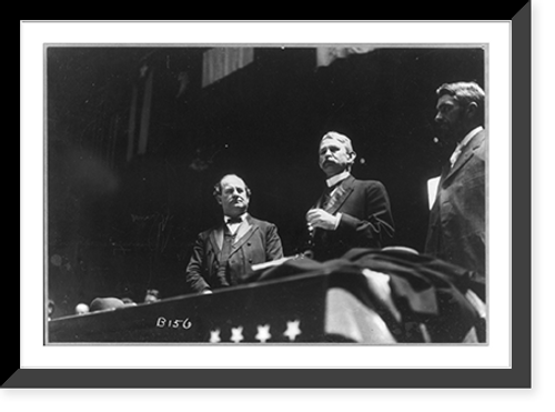 Historic Framed Print, [William Jennings Bryan, 1860-1925, half-length portrait, facing right, with two men],  17-7/8" x 21-7/8"