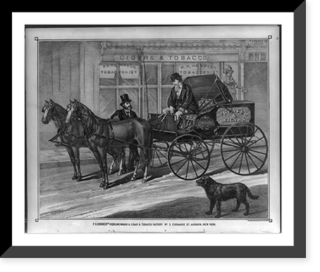 P.K. Kennedy's peddling wagon and cigar & tobacco factory, No. 5 Exchange St., Auburn, New York, Antique Print