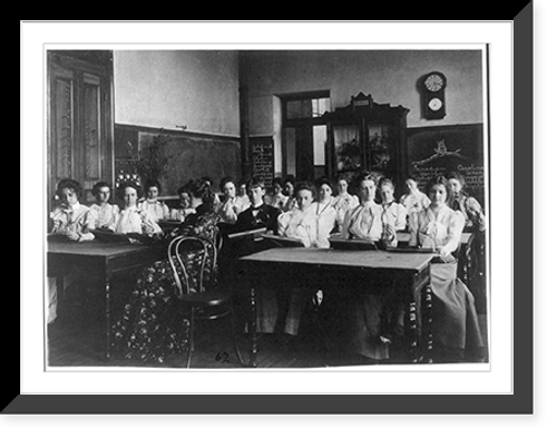 Historic Framed Print, [Washington, D.C. public schools - Normal School class examining flowers],  17-7/8" x 21-7/8"