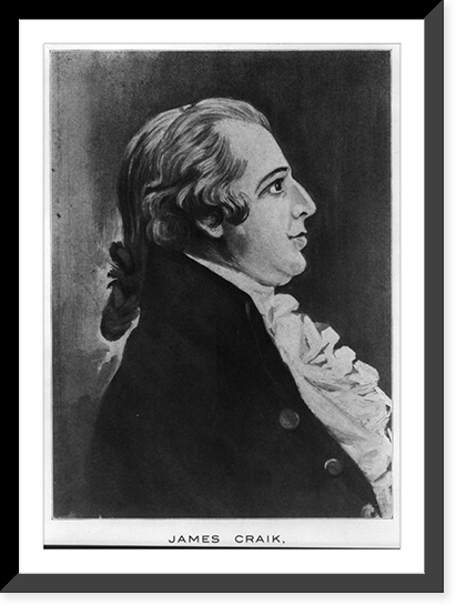 James Craik, 1730-1814, head and shoulders portrait, right profile, Historic Print