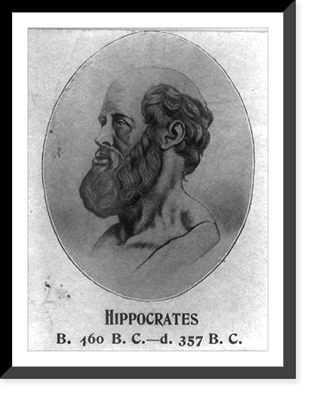 Hippocrates, 460 B.C.-357 B.C., head portrait, facing left, Antique Poster