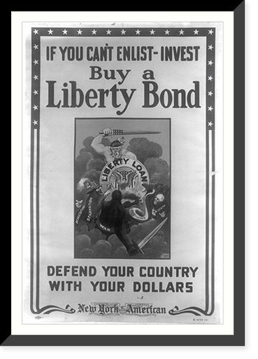 If you cant enlist invest - Buy a Liberty Bond - Defend your country with your dollars. Winsor McCay. Classic, Antique Print
