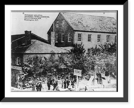 Newspaper publishing office of the National Intelligencer, 9th & E Streets, N.W., Washington, D.C. Classic, Antique Print