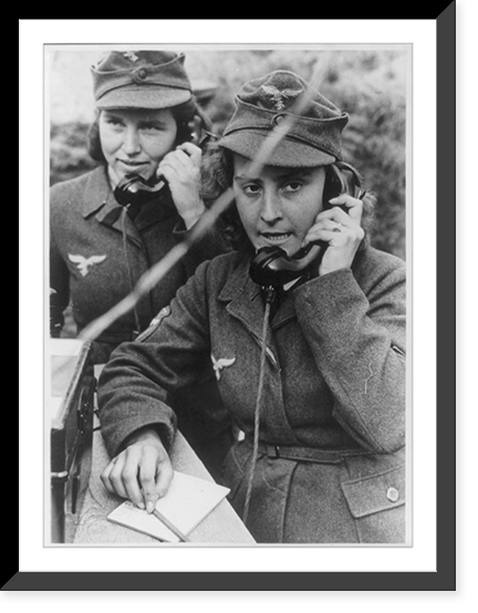 Two women of the German antiaircraft gun auxilliary operating field telephones, Antique Wall Art
