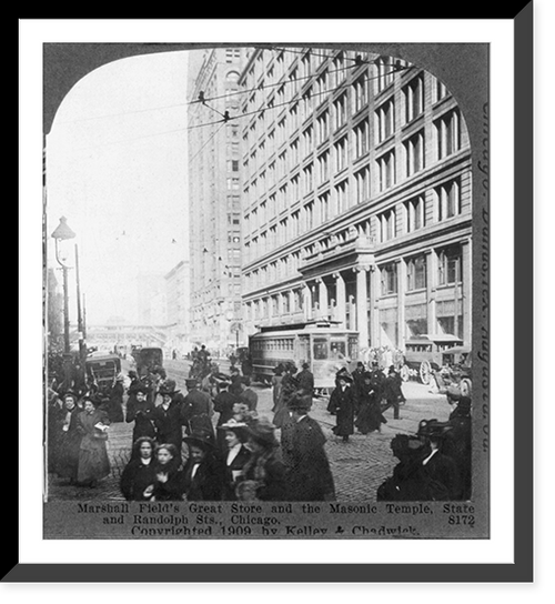 Marshall Field's Great Store and the Masonic Temple, State and Randolph Sts., Chicago, Antique Print