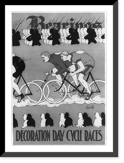 Historic Framed Print, Bearing's decoration day cycle races.Charles A. Cox.,  17-7/8" x 21-7/8"
