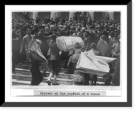 Crowd on steps of the U.S. Capitol on the arrival of a bonus petition signed by over 1,000,000 veterans, Historic Print