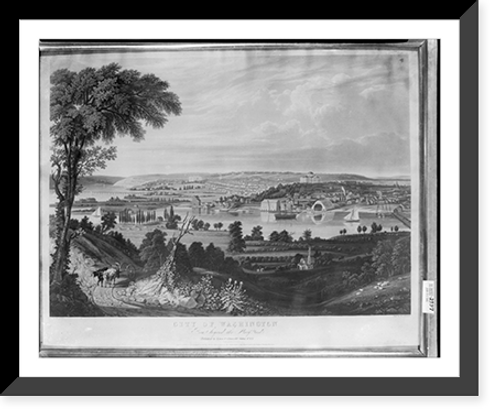 Historic Framed Print, City of Washington from beyond the Navy Yard.painted by G. Cooke ; engd. by W.J. Bennett.,  17-7/8" x 21-7/8"