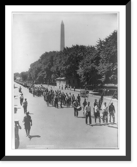 D.C. - Wash. - Bonus Army marching to the Capitol; Wash. Monument in background, Vintage Wall Art