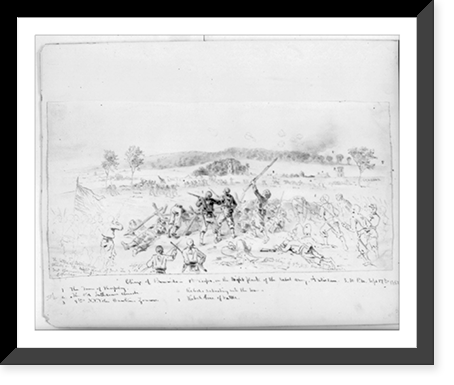 The battle of Antietam. Charge of Burnside 9th Corps on the right flank of the Confederate Army.E. Forbes, Vintage Print