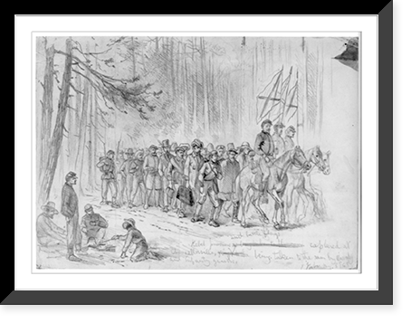 Rebel prisoners and battle flags captured at Chancellorsville, being taken to the rear by cavalry and infantry guards.E. Forbes. Classic, Vintage Wall Art