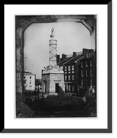 Monument commemorating the Battle of North Point, Calvert Street and Fayette Street, Baltimore, Maryland, Antique Print