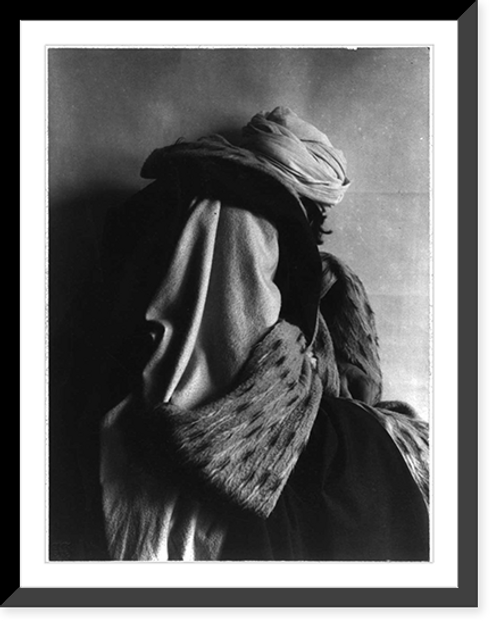 Historic Framed Print, [Person in elaborate costume and turban, three-quarter length, rear view, face turned away],  17-7/8" x 21-7/8"