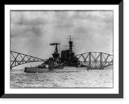 The battle cruiser RENOWN approaching the Forth Bridge, after leaving Rosyth for a North Sea sweep, Vintage Print